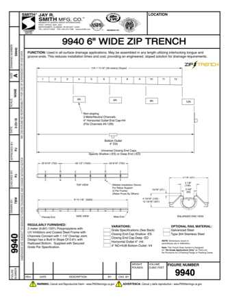 Zip-Trench Polypropylene Trench Drains 6, 12 - Light & Heavy Duty Grates  - Jay R. Smith Mfg. Co.